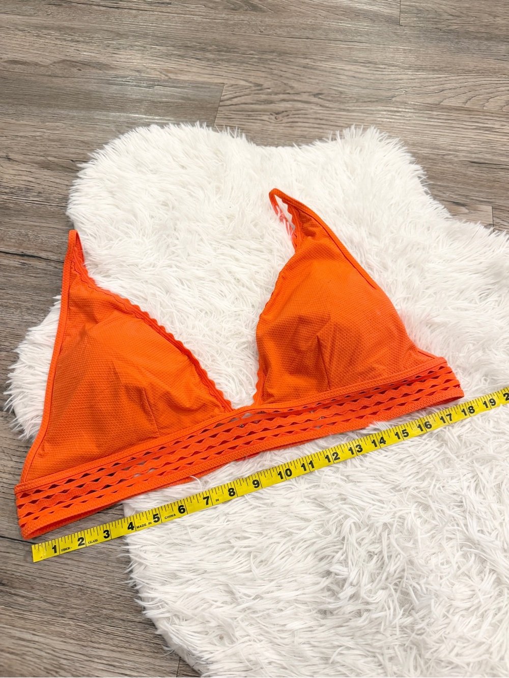 J. Crew Bikini Top Triangle Ric Rac Trim Cutout Orange XL - Picture 2 of 6